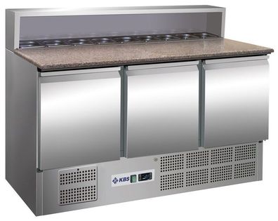 Pizza-Saladette Pizza-Kühltisch Belegstation mit Granitplatte 1370mm 8x1/6GN-200