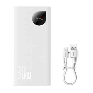 Baseus Adaman2 Powerbank mit Digitalanzeige 2x USB-A / 1x USB-C 10000mAh 30W - Weiß