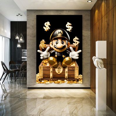 Wandbild Super Mario Dollar Goldene Leinwand , Acrylglas oder Poster Dekoration
