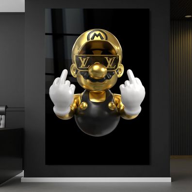 Wandbild Super Mario Dollar Geld Goldene Leinwand , Acrylglas oder Poster Dekoration