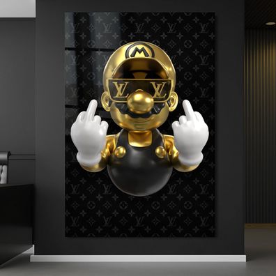 Wandbild Super Mario Dollar Louis Marke Luxus Goldene Acrylglas , Leinwand , Poster