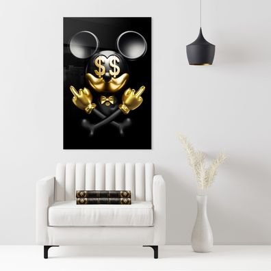 Wandbild Mickey Mouse Dollar Luxus Goldene Acrylglas Leinwand , Poster Dekoration