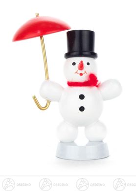 Weihnachtliche Miniatur Schneemann mit Schirm H=ca 6 cm NEU Erzgebirge Holzfigur