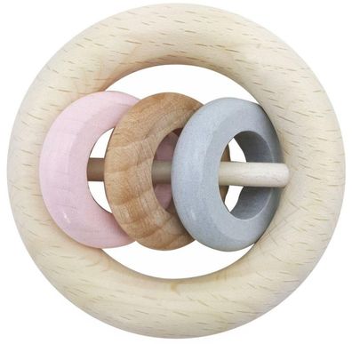 Babyspielzeug Rundrassel mit 3 Ringen rosa BxLxH 85x40x85mm NEU Babyrassel