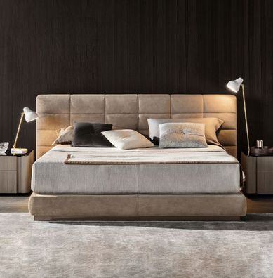 Beiges Doppelbett Schlafzimmer Möbel Moderne Betten Luxus Holzgestell