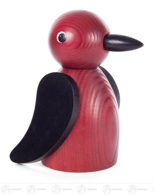 Spielzeug Stimmungsvogel groß rot/ schwarz H=ca 14,5 cm NEU Erzgebirge Holzvogel