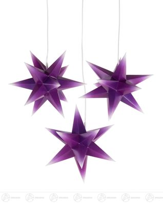 Raumschmuck Mini-Adventssterne violett/ weiße Spitzen Beleuchtung 16cmx16cmx16cm