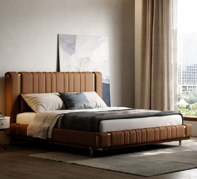 Braunes Doppelbett Luxus Schlafzimmer Bett Moderne Betten Holzgestell