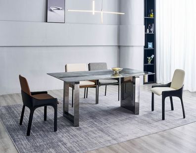 Essgruppe Designer 4x Stühle Moderne Sitzgruppe Luxus Rechteckiger Tisch