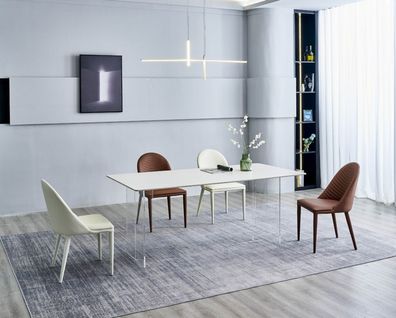 Weißer Esszimmer Tisch Esstisch 6x Stühle Designer Einsitzer 7tlg Set