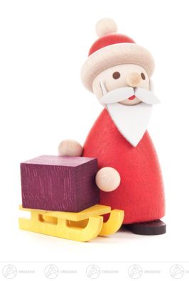 Weihnachtliche Miniatur Ruprecht mit Schlitten H=ca 7,5 cm NEU Erzgebirge