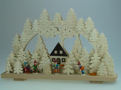 Schwibbogen mit Winterfiguren und Beleuchtung bunt BxHxT 50x31x10cm NEU