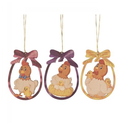 Strauchbehang Ostern (3) Henne mit Küken Satz 1 BxHxT 6x7x0,3cm NEU