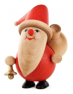 Miniatur Weihnachtsmann mit Glocke H=9cm NEU Holzfigur Holzminiatur Sammelfigur
