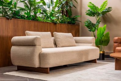 Dreisitzer Sofa 3 Sitzer Couch Polstersofa Beige Stoffsofa Moderne
