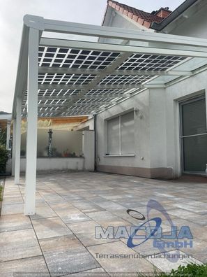 Solar Terrassendach Alu PV-Dach Carport Alu, 5 m breit, Solarmodule 240 Wp