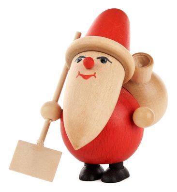 Miniatur Weihnachtsmann mit Schneeschaufel H=9cm NEU Holzfigur Holzminiatur Holz