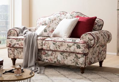 Sofa in Blumen Design Couch Elita Landhaus Wohnzimmer Einzelsofa 2-Sitzer 170 cm
