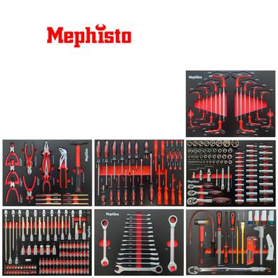 Werkzeug Set mit 7 Einlagen Module Mephisto Werkstatt Zubehör Chrom Vanadium Stahl