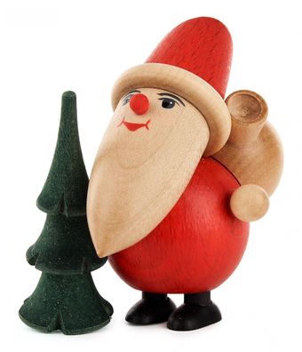 Miniatur Weihnachtsmann mit Baum H=9cm NEU Holzfigur Holzminiatur Sammelfigur