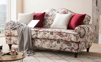 Sofa Wohnzimmer Couch 3-Sitzer in Blumen Design Landhaus Einzelsofa Elita 200 cm