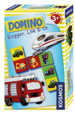 Spiel 710811 Domino Bagger, Lok &amp; Co. LxBxH 182x114x38mm NEU Mitbringspiel
