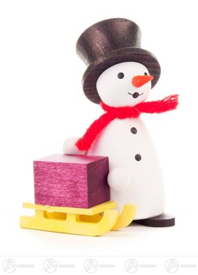 Weihnachtliche Miniatur Schneemann mit Schlitten BxHxT 5,5 cmx8 cmx3 cm NEU