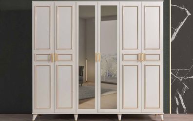 Weißer Kleiderschrank Glasschrank Schlafzimmer Designer Holz Möbel Neu