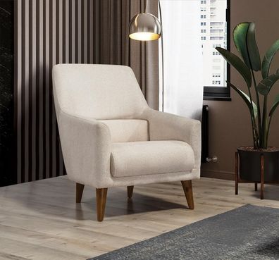 Design Wohnzimmer Sessel Luxus Couch Neu Polster Braun Modern Holz Textil Neu