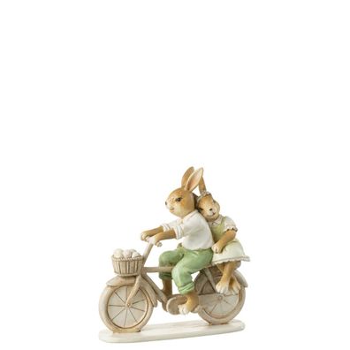 Skulptur, Hasenpaar auf Fahrrad, H 15cm, Poly Mix, von J-Line