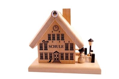 Räucherhaus Schule Höhe=7,5cm NEU Räuchermann Rauchmann Räucherfigur Räucherkerz