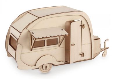 Holzbausatz 3D Wohnwagen 40-tlg natur 360x150x180mm NEU Modellbau Baukasten