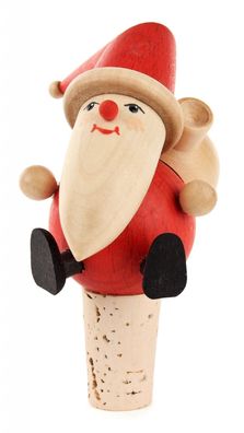 Miniatur Weihnachtsmann mit Korken (Flaschenverschluss) H=11cm NEU Holzfigur
