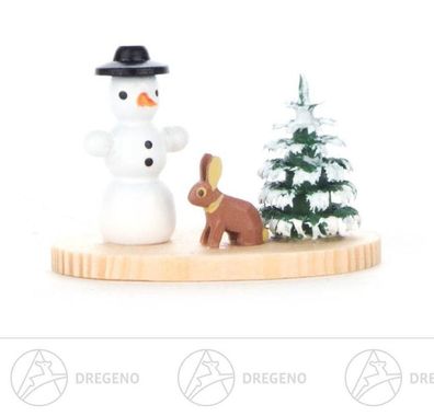 Weihnachtliche Miniatur Schneemann und Hase BxHxT 3 cmx2 cmx1,5cm NEU Erzgebirge