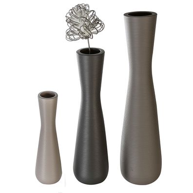 Casablanca Vase Crest Keramik, dunkelgrau matt Höhe: 57 cm Ø 15 cm 46666