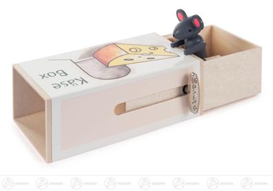 Musikdose »Käse-Box« mit Maus, Melodie: Small World Höhe = 6cm NEU Erzgebirge