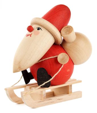Miniatur Weihnachtsmann Schlittenfahrer H=9cm NEU Holzfigur Holzminiatur Sammeln