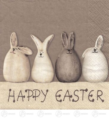 Servietten Happy Easter Bunnies (20) BxH330x330 mm NEU Papierservietten Hochzeit