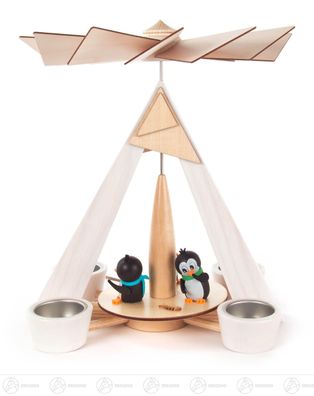 Pyramide Pinguinen weiß, für Teelichte BxHxT 245 x 290 x 245mm NEU Tischpyramide
