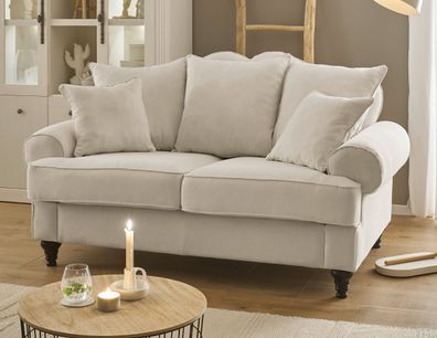 Sofa in beige Couch Adelina Landhaus Wohnzimmer Einzelsofa 2-Sitzer 170 cm