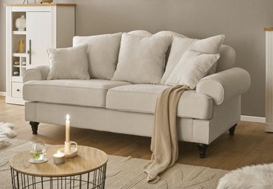 Sofa Wohnzimmer Couch 3-Sitzer in beige Landhaus Einzelsofa Adelina 200 cm