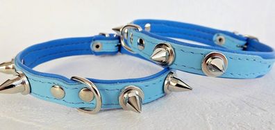 HUNDE Halsband - Halsumfang 21-26cm; Leder + Stacheln * für kleine Hunde (2-41) -14