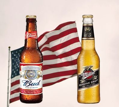 Bud Beer 0,33l & Miller Genuine Draft 0,33l im Mix - USA 12x 0,33l