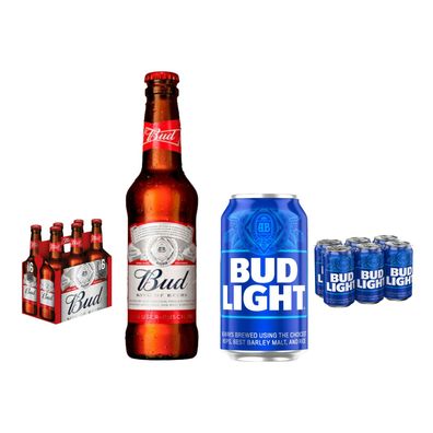 Bud Bier & Bud Light - King of Beer USA Mix - 12 x 330ml/355ml