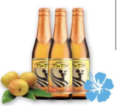 6 Flaschen Dju Dju Mango Bier Beer aus Afrika, fruchtig frisch 10,36 E/ L