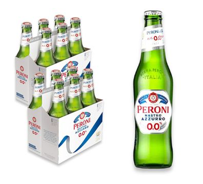 12 x Peroni Nastro Azzuro 0,00% Vol - Italiens beliebtes Lager Bier 6,03/ L