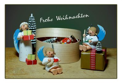 Postkarte Engel Frohe Weihnachten\"\" BxH 16x11cm NEU Bildpostkarte Erzgebirge