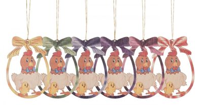 Strauchbehang Henne mit Küken (6) BxHxT 6x7x0,3cm NEU Osterdeko Baumschmuck