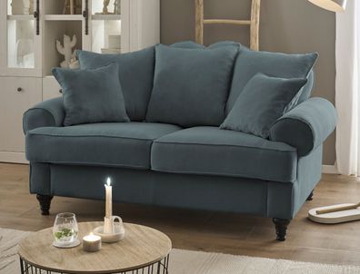 Sofa in grau Landhaus Couch Wohnzimmer Einzelsofa 2-Sitzer Adelina 170 cm