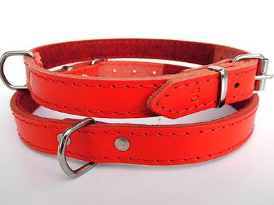 Halsband - Hundehalsband, Halsumfang 36-43cm/18mm, LEDER + Rot, NEU -13